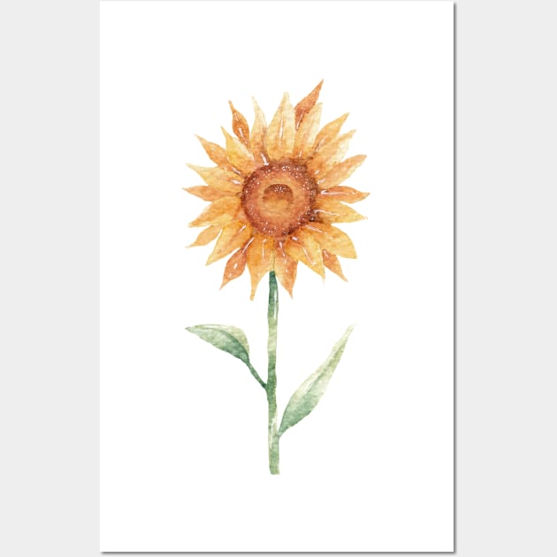 Watercolor sunflower Wall Art by nadiaham